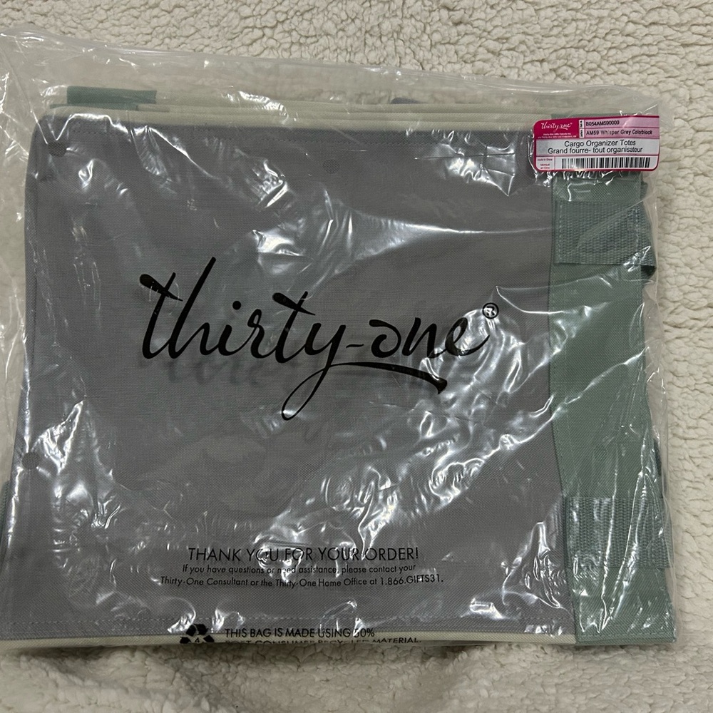 Thirty-One Gray and Green Tote Bag Set